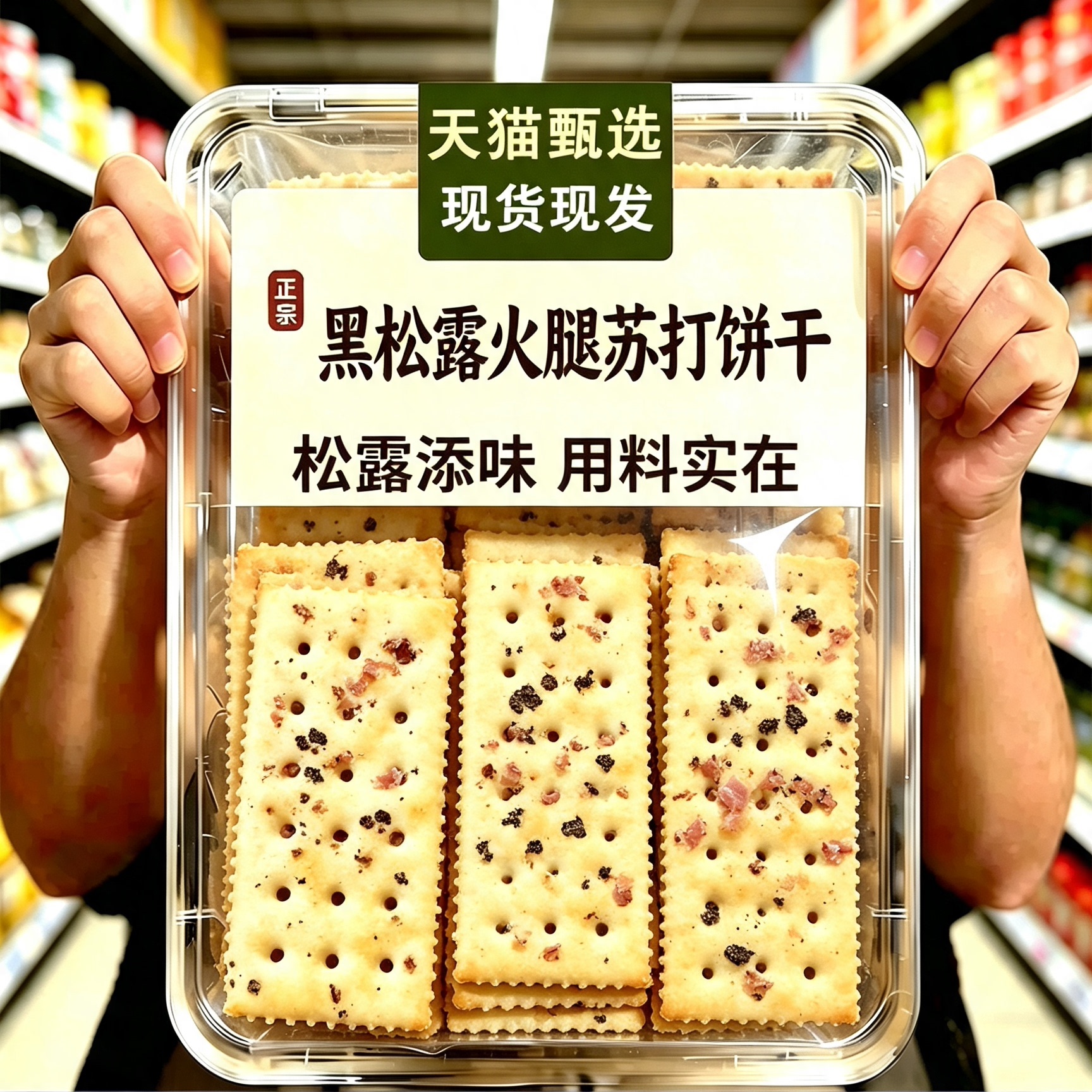 热销款黑松露火腿苏打饼干旗舰店早餐奇亚籽薄脆饱腹零食独立包装