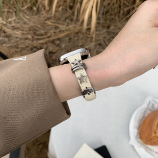 适用vivo watch5 gt2小蛮腰复古星星真皮质iqoo gt表带女 watch