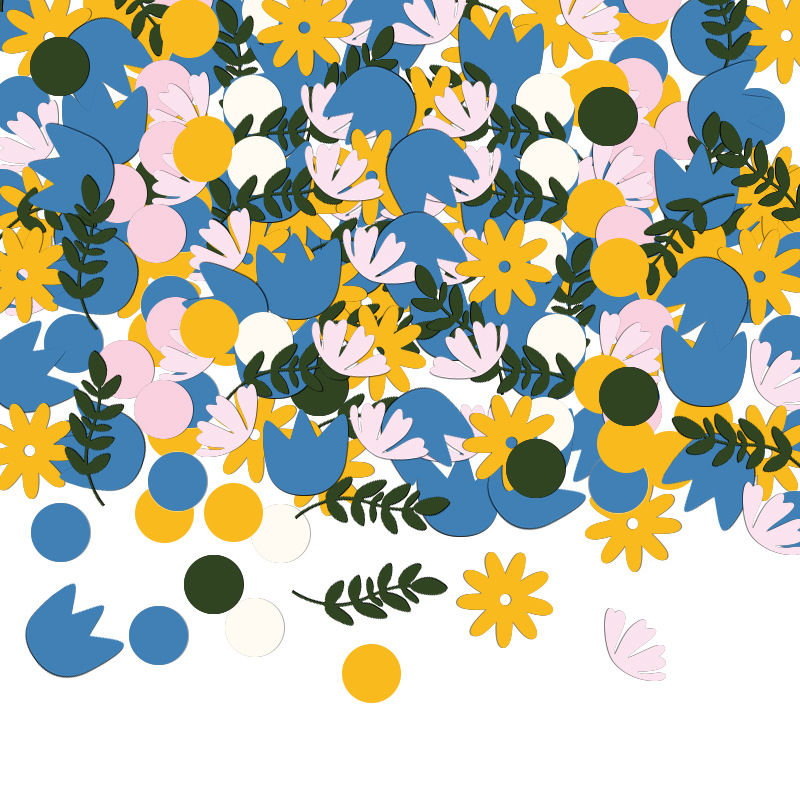 跨境新款创意花草纸片亮片生日派对桌面装饰套装闪亮吸睛