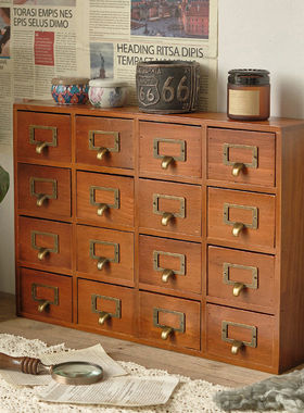 2025新款16格桌面化妆品收纳抽屉式书桌上办公室储物盒小物整理盒