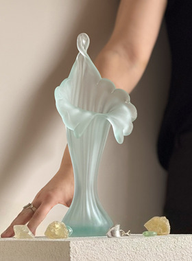 【Verdant】新艺术中古小众花朵摆件磨砂玻璃花瓶客厅软装饰品瓶