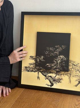 【旭日苍松】东方美学艺术收藏新中式轻中古客厅书房玄关实木挂画