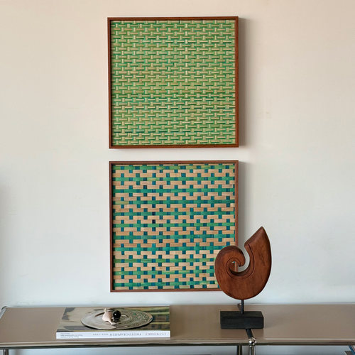 【非遗真竹编】非打印画步步高升电表箱遮挡沙发背景边柜挂画