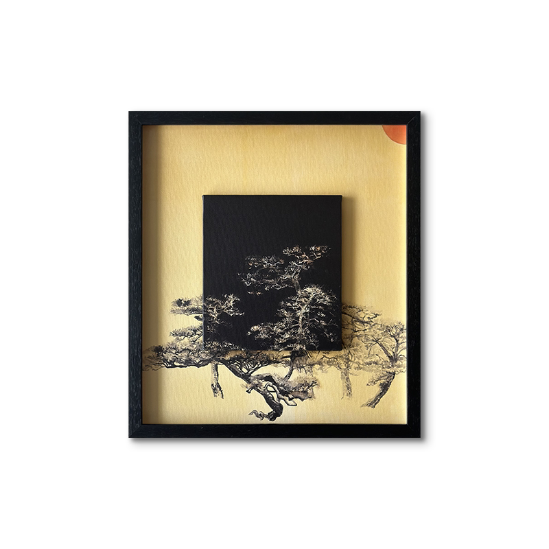 【旭日苍松】东方美学艺术收藏新中式轻中古客厅书房玄关实木挂画
