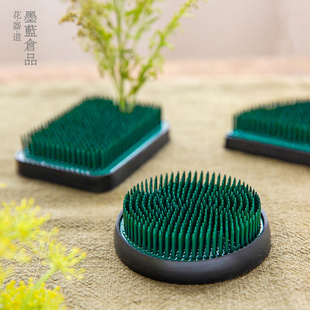 速发绿式山插花器 禅意中剑日式花道插花工具 钉花插底座针山花插