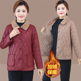 速发中装妈妈秋冬年皮棉衣短款加绒加厚小棉袄洋气中老年装棉服外