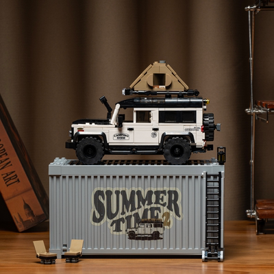 PB品铂集装箱积木车夏日时光2露营越野车潮玩拼装玩具模型8825