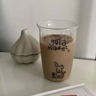 gula小狗杯耐热大容量早餐杯小红书爆款 德国红同款 果汁牛奶玻璃杯