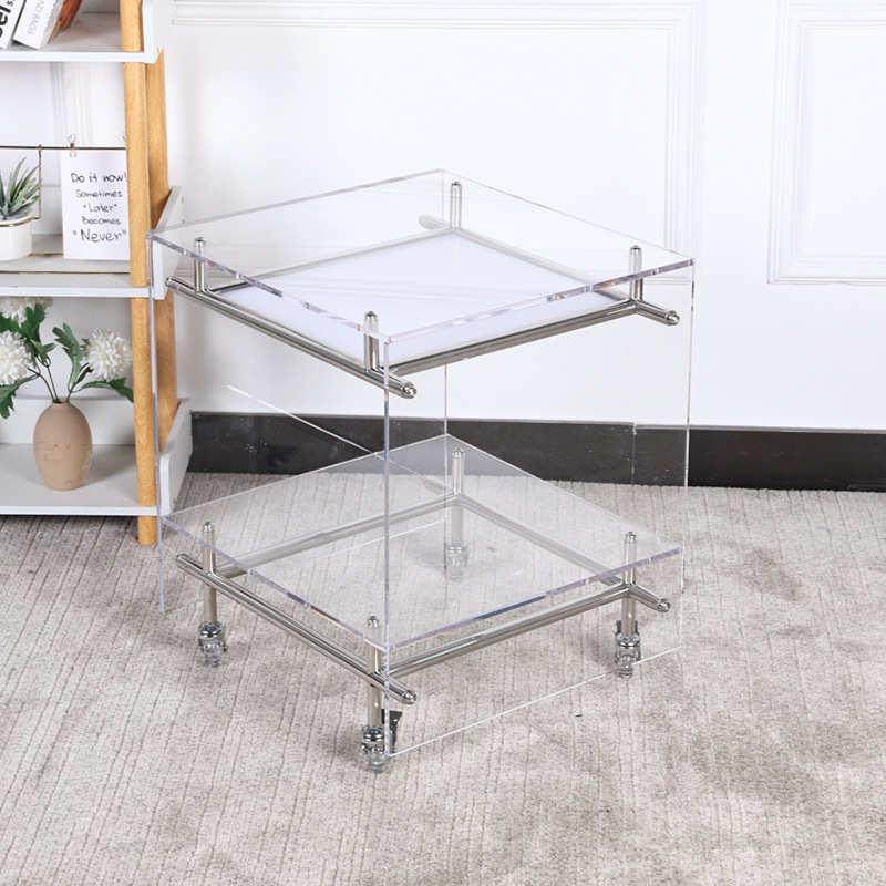 不锈钢置沙发可床头柜ins透明力亚克茶几物架小推车几移动中古边,收纳整理,整理架/置物架/收纳架,淘宝优惠券,粉丝福利购,淘宝优惠卷