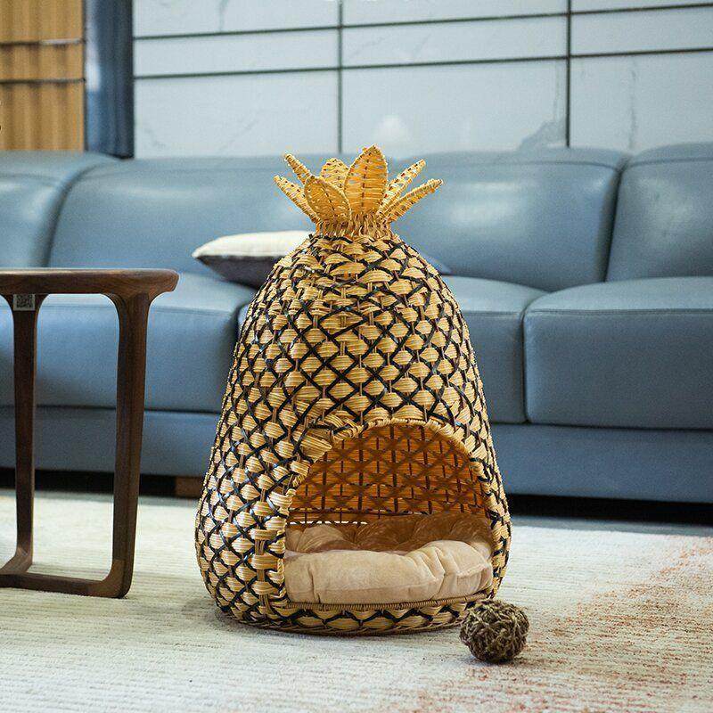 凰图工艺新款篮订制款菠萝型宠物上市猫宠猫窝藤编宠物窝猫窝猫笼,宠物/宠物食品及用品,猫笼子/猫别墅,淘宝优惠券,粉丝福利购,淘宝优惠卷