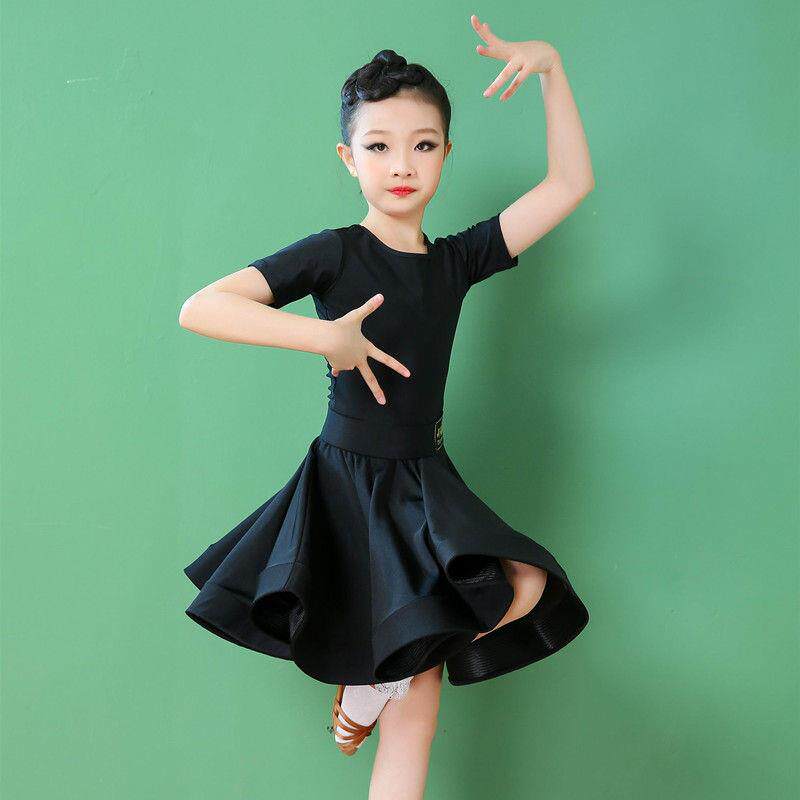 儿童拉丁舞服装秋冬金丝绒长袖连衣裙分体比赛练功服女童拉丁舞裙