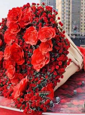 网玫花打卡婚礼大束花情人节美陈装饰巨型商红场AL100751摆件店瑰