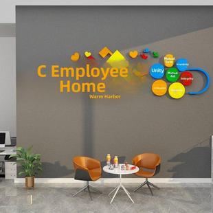 办公室墙面装饰休息区食品柜布局员工家贴纸企业文化公司背景