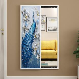 穿衣镜壁挂网红镜子推拉衣帽间全身镜翻试衣镜隐藏玄关装饰画挂镜