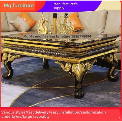 新款KTV茶几派对酒吧轻奢大理石茶几欧式茶几卡座不锈钢桌子定制