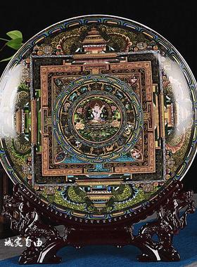 景德镇陶瓷唐卡摆盘现代家居装饰工艺品摆饰客厅博古架办公室摆设