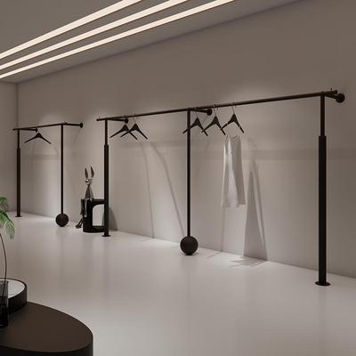 服装店展示架上墙架男女装店专用陈列货架简约壁挂衣架黑色落地架