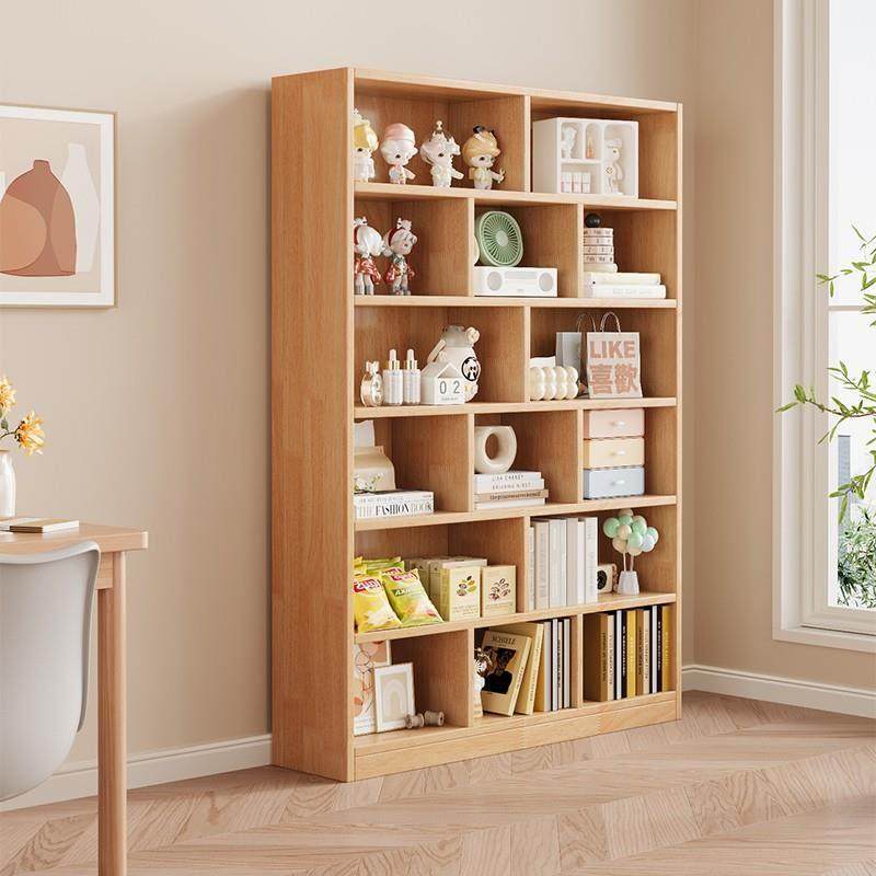 17mm厚儿童书架实木一体靠墙置物架落地不占空间格子柜储物柜书柜