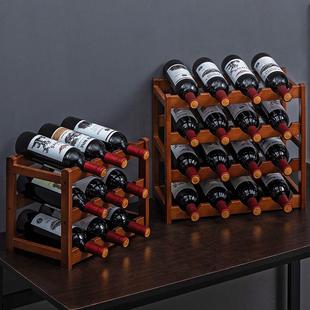 红酒架子家用葡萄酒架摆件展示架酒柜置物架多瓶格子放酒简易桌面