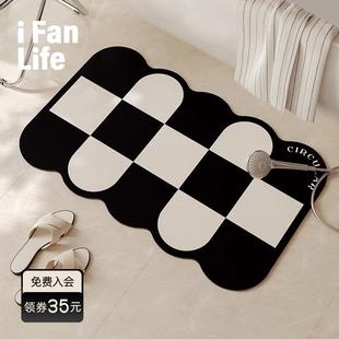 范店黑白地垫浴室速干卫生间门口脚垫子吸水防滑洗手间厕所小地毯