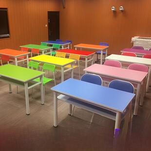 课桌椅组合培训桌辅导班培训班幼儿园儿童小学生学习双人桌子套装