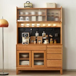 樱桃木餐柜全实木客厅靠墙大容量收纳柜高柜酒柜原木整体橱柜茶水