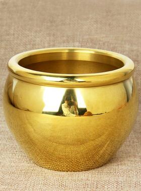 铜缸工艺礼品摆件黄铜铜烟灰缸全铜中式 铜聚宝盆缸摆件