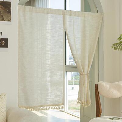 ZSH 门帘高级感半帘隔断帘半截式日式和风棉麻门帘卧室厨房隐私帘