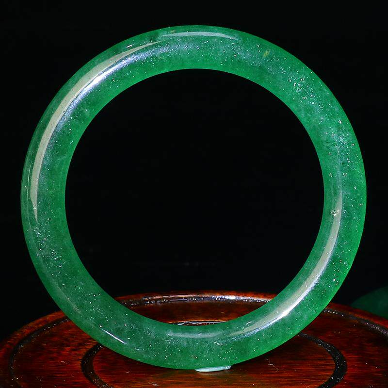 吴老头水晶天然玻璃体绿草莓晶手镯 冰种圆条 细镯女款饰品送证书