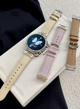 MAPXWS新款蝴蝶结小牛皮适用华为gt6/5/4 41mm女款表带watch3/4Pro真皮表带gt3/2Pro表带女fit3荣耀gs3真皮女