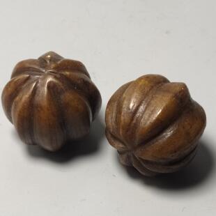 宝玉器瓜仿古做旧工艺品岫玉南14珠形手把件球手健身球