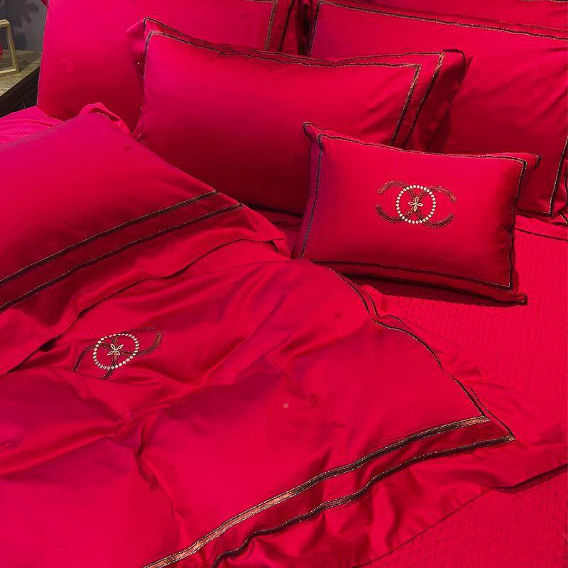 婚支庆家纺红色套简约四H1122件结婚床用品10上0全棉,床上用品,婚庆床品套件,淘宝优惠券,粉丝福利购,淘宝优惠卷