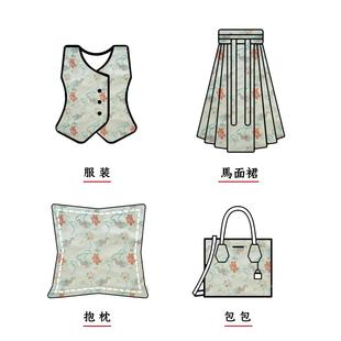 国风人丝旗袍LK4499-3色提织连衣裙面料中式服马汉新甲花布料