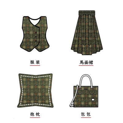 新中式龙DS4739-1复刻纹样宋锦马甲对襟外套色织面料时装箱包提复