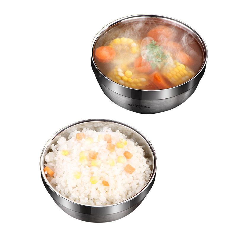 不锈碗04双层防烫汤碗家用面碗23004A餐钢具饭碗加堆叠收3纳碗高