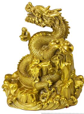 宏达全在黄铜盘龙飞龙天公家居办室玄关装饰品铜铜龙器盘龙礼品摆