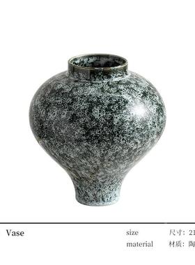 JNK花手绘窑变陶瓷瓶摆件中古小众寂风水干花器民宿培家居侘软装