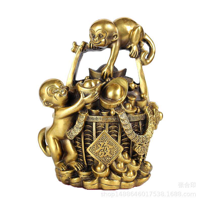 纯铜猴子储蓄罐摆件生肖金钱猴存钱罐家居收银台金属工艺礼品