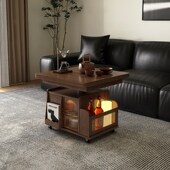 奢屋家具实木沙发边几可移动茶几客厅小推车小户型多功能升降家用