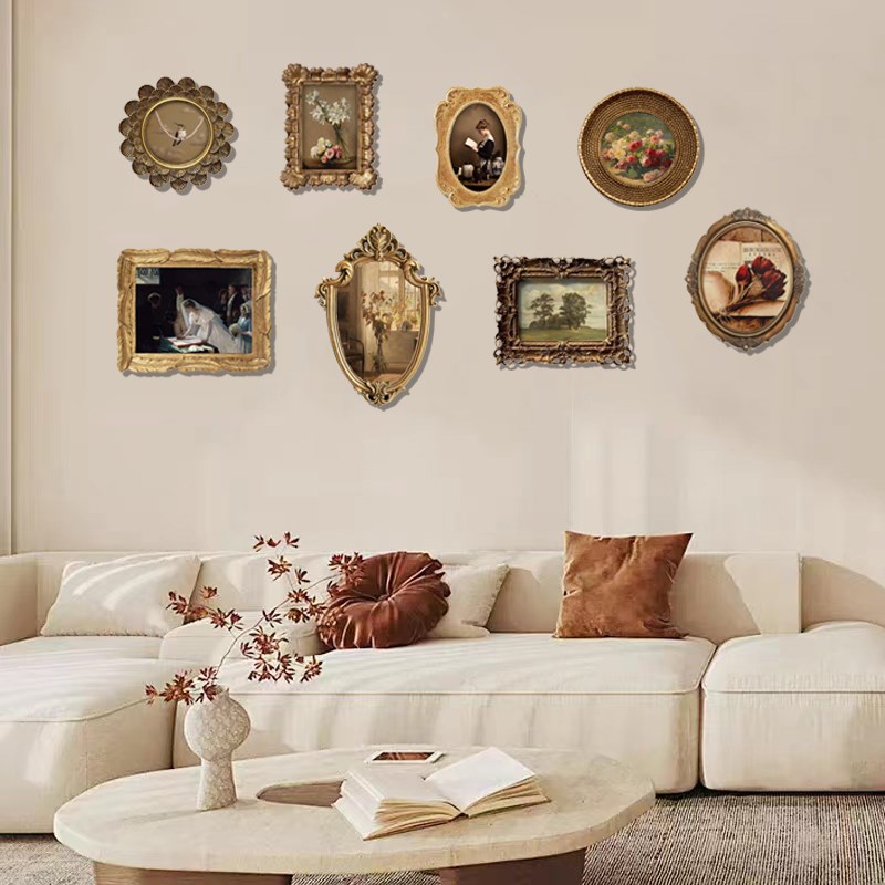 欧式法式复古客厅装饰画组合小众艺术走廊过道挂画美式背景墙画框