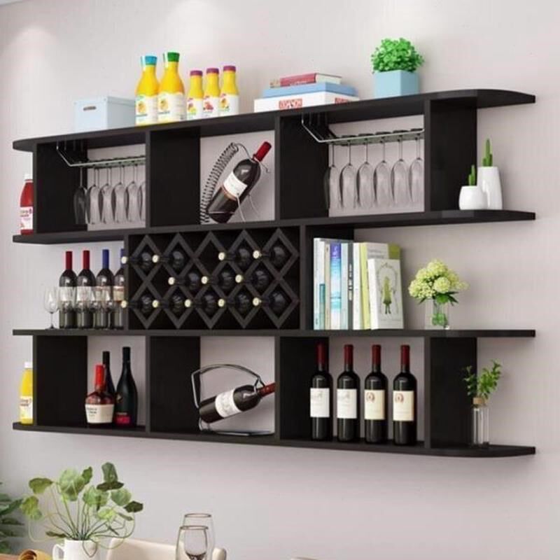 靠挂墙墙实木隔板收纳柜餐厅红酒架壁挂置物架家用餐边柜客厅酒柜