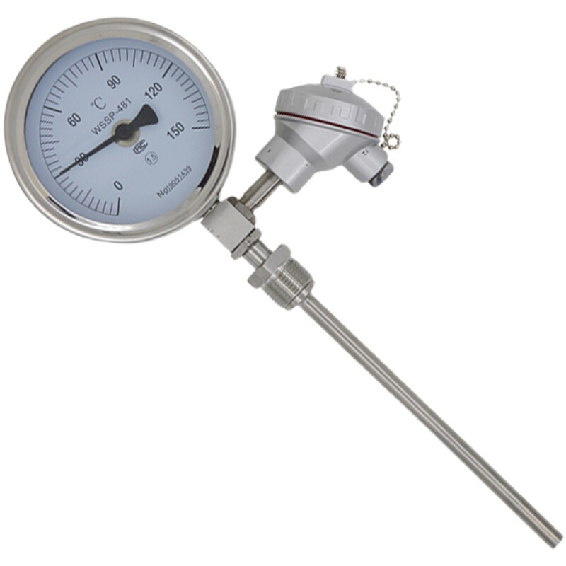 WSSP-481 双金属热电阻温度计 0-500℃ 插深350mm 表盘100 M27*2