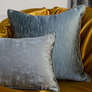 欧式绸缎抱枕样板间客厅沙发靠枕枕头靠背套椅子靠垫腰枕靠包蓝色