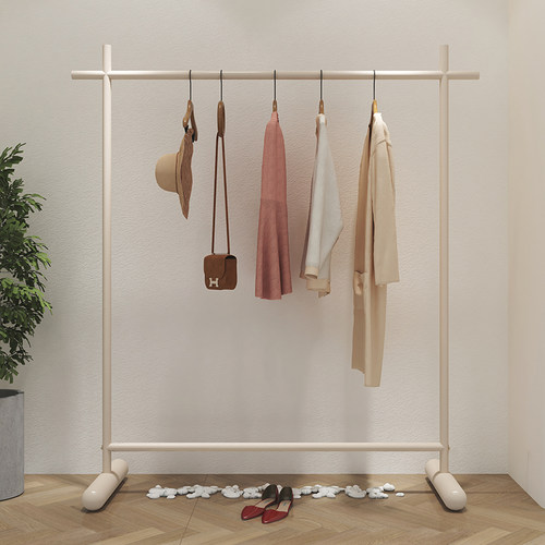 服装店专用展示架陈列架挂衣架不锈钢女装店奶白色落地式衣架货架