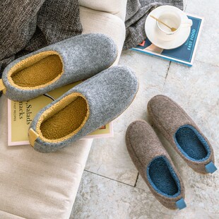 中老年棉鞋 静音棉拖鞋 保暖加绒家居家用防滑包跟女冬季 男软底 日式