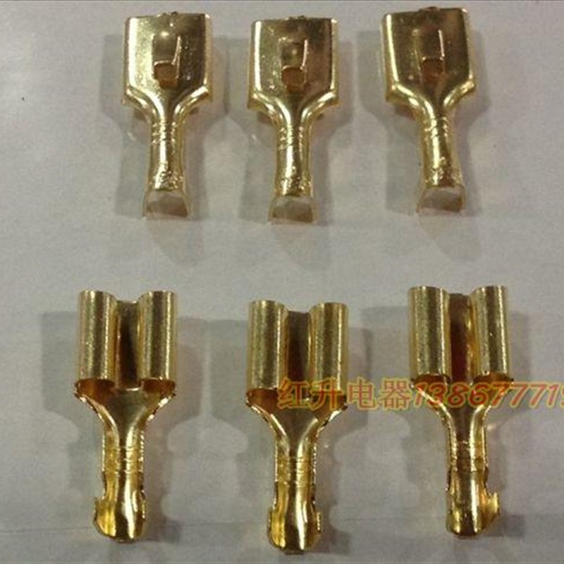 冷压端子 接线端子 6.3插簧 平刺 接插件 线耳 2000只/1包 A型脚