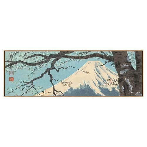 日式原木风格富士山挂画浮世绘餐厅客厅装饰画和风日料店壁画