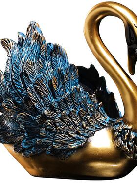 现代轻奢风情侣天鹅摆件家具客厅玄关酒柜电视柜树脂工艺品装饰品