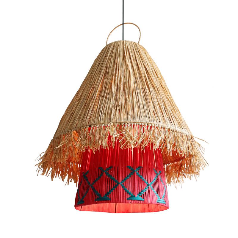 中式餐餐厅吊灯饮酒店店饭店火锅店烧烤灯具草编复古茶室吊灯灯