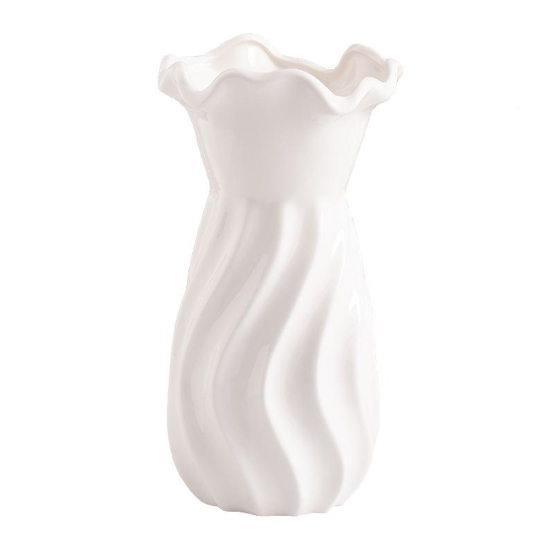 白色北简厅约花现代欧陶瓷TED装饰干花鲜花瓶客插花餐桌摆件花器